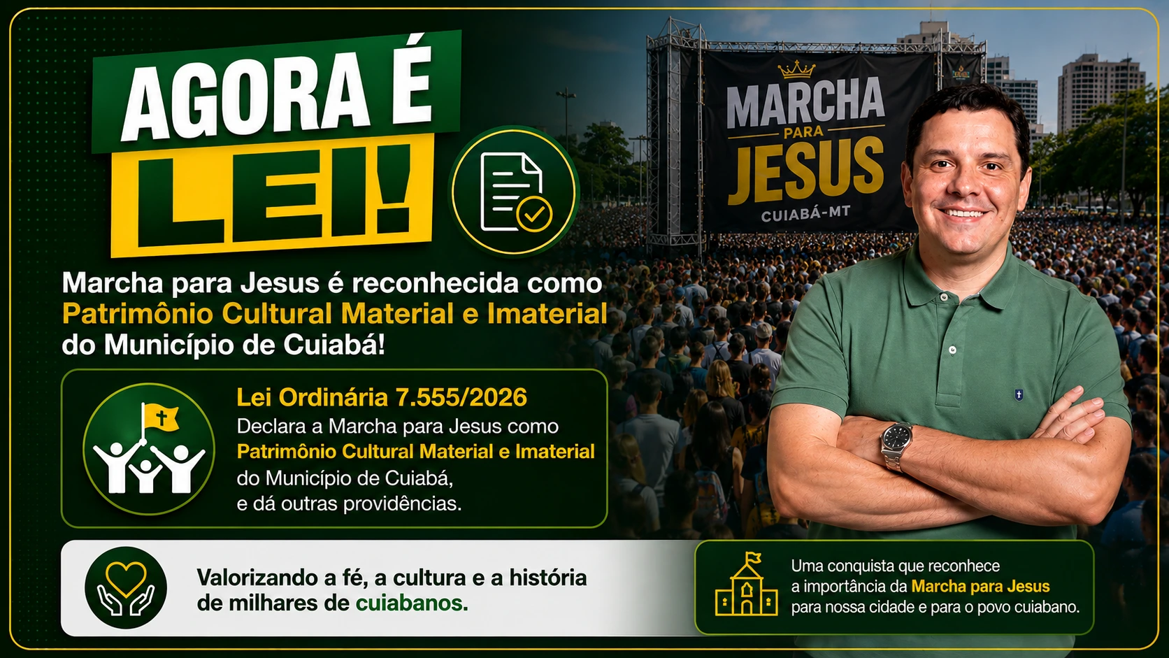 Marcha para Jesus é reconhecida como Patrimônio Cultural de Cuiabá